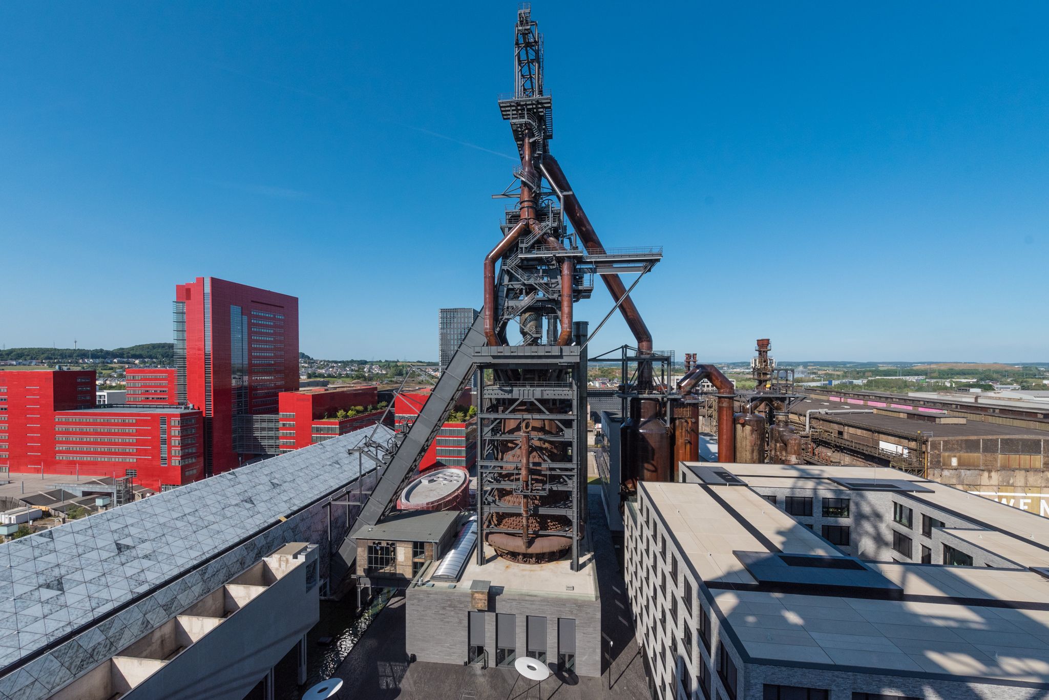 Panoramabild der Hochofenterrasse auf Belval